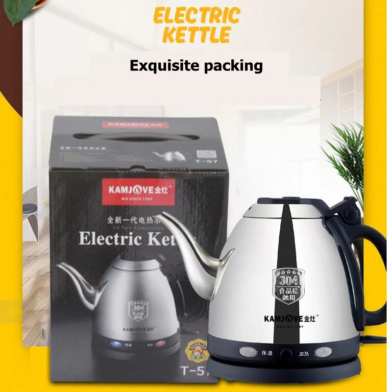 KAMJOVE t-57 пищевой 304 из нержавеющей стали, высокомощный электрический чайник, Автоматическое отключение питания, двойной чайник