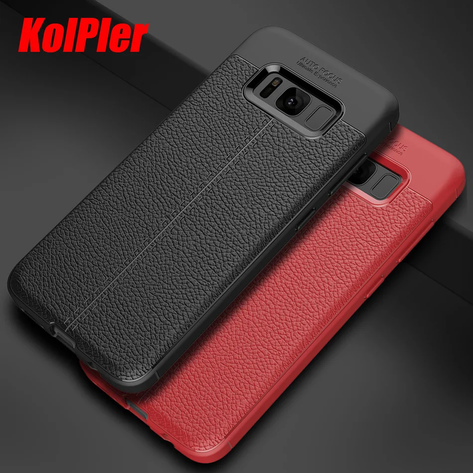 Силиконовый чехол KOLPLER из углеродного волокна для Samsung Galaxy S8 Plus кожаный оболочка