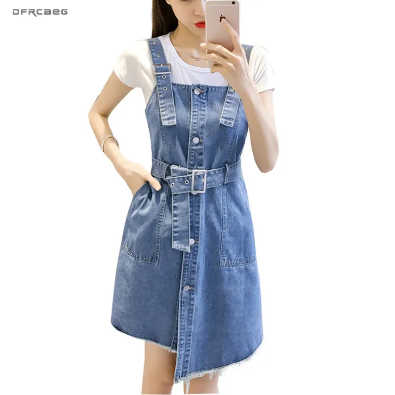 Синий нерегулярные чулок комбинезон джинсовая юбка женщина 2019 повседневное