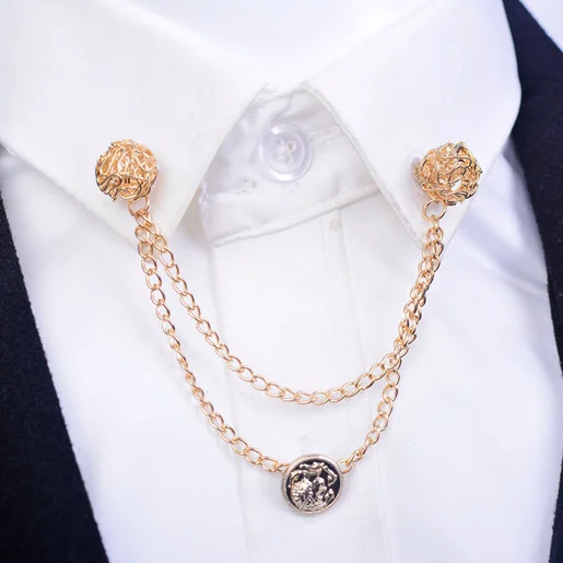 Fashion mens classical suit shirt wedding business party casual gold metal ball lapel pins novelty | Украшения и аксессуары