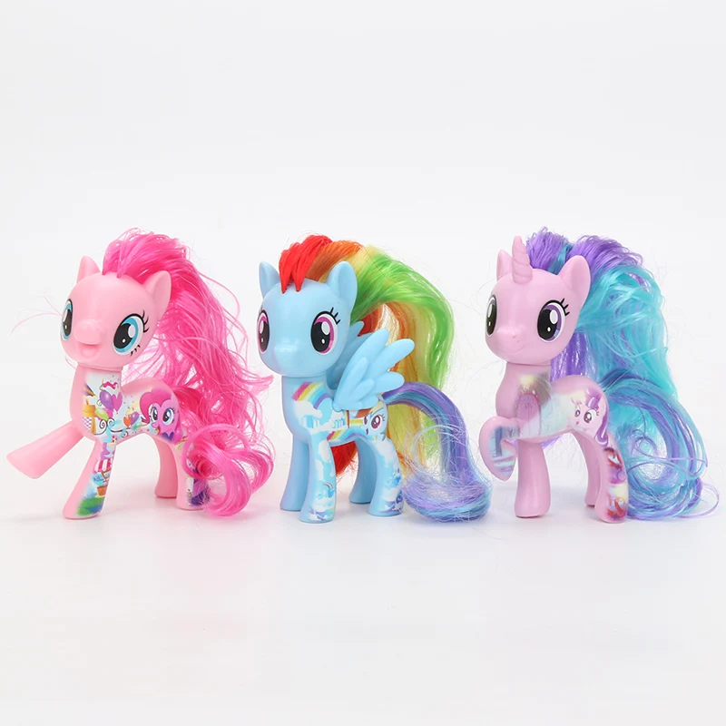 6 шт. My Little Pony Игрушечные лошадки фильма Рэйнбоу Дэш DJ pon-3 большой McIntosh Пинки Пай редкость ПВХ фигурку коллекционная модель куклы