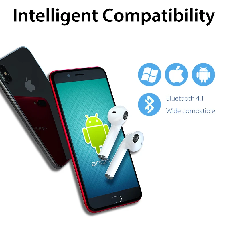 I7s TWS, мини беспроводные Bluetooth наушники, стерео наушники, гарнитура с зарядным устройством, микрофон для i7 TWS, Iphone, Xiaomi, всех смартфонов