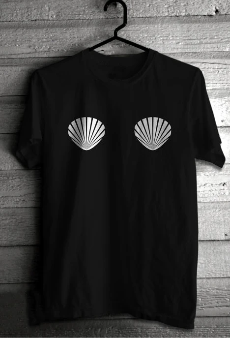 Футболка в виде ракушки русалки хлопковые футболки унисекс tumblr женские