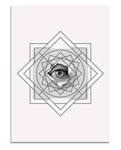 Оригинальная модная картина черно-белая с геометрическими глазами на холсте для