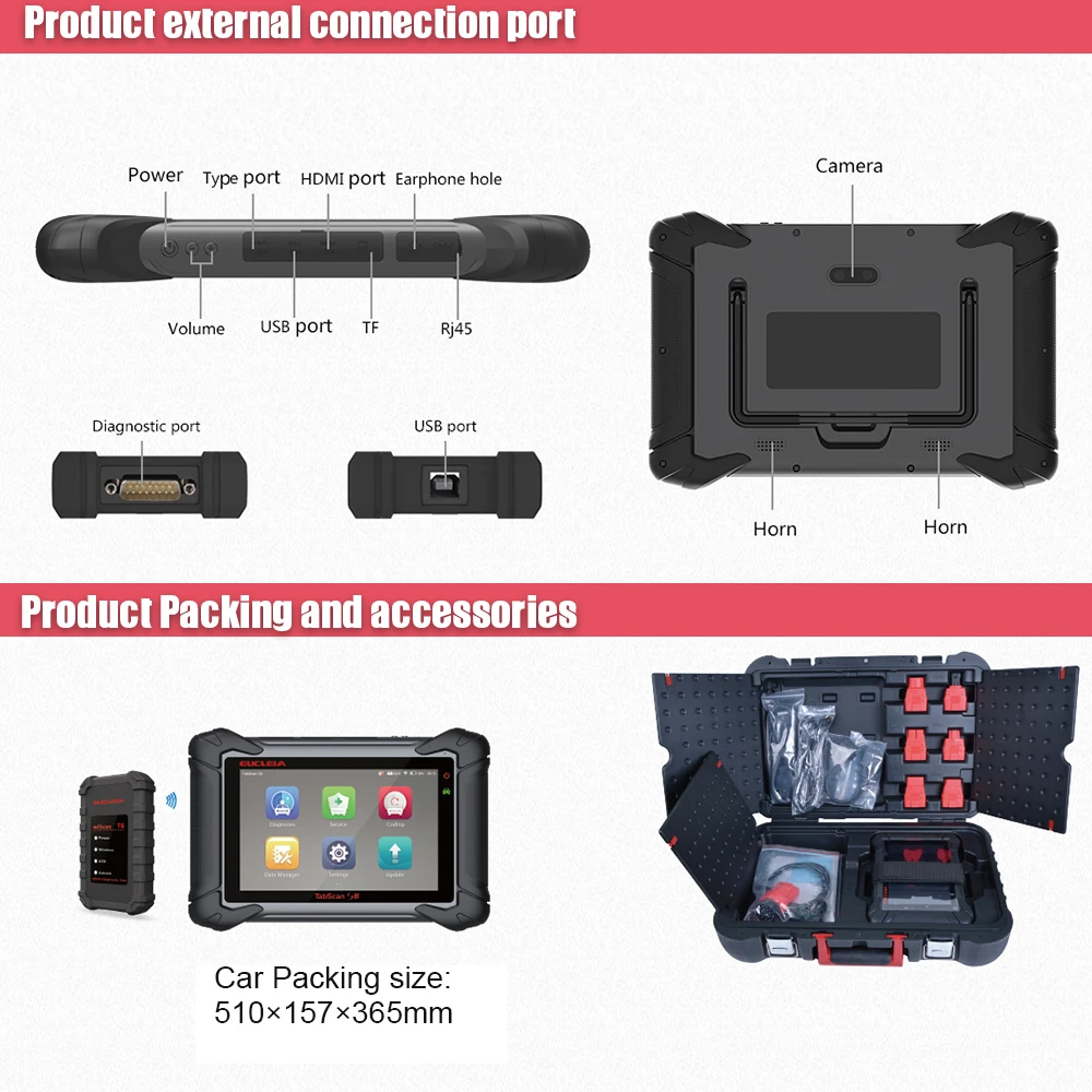 

EUCLEIA S8 OBD2 Professional Scanner Full System Diagnostic Tool ECU Coding And J2534 PDU Programming ODB2 Automotive Scanner