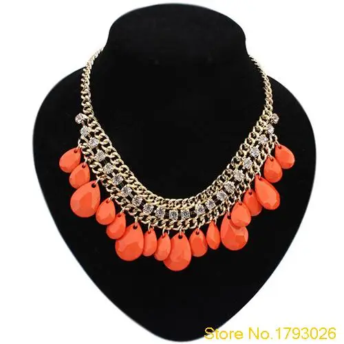 Deluxe Кристалл Золотая Цепь Смолы Кулон Шарм Многослойные Бусы Ожерелье женщины 4T6X