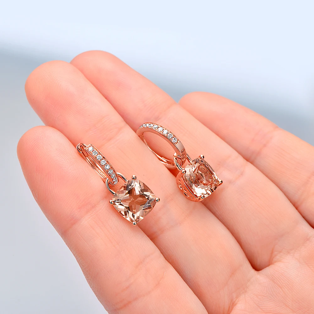 Бесплатная доставка 4.31ctw морганит Diamond Drop Длинные висячие серьги реального 18kt