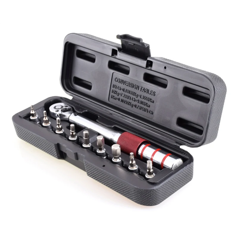 Silver 1/4 дюймов Dr 2-15 нм мини Регулируемый дорожный карбоновый ручной велосипед набор инструментов для велосипеда с Pro ключ с ограничением усилия шестигранный ключ Набор бит - Цвет: Silver