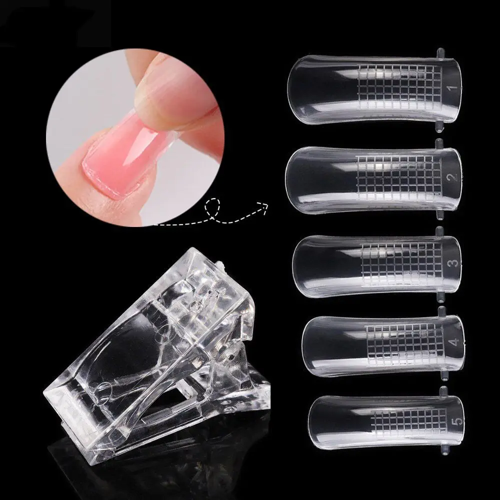 

1Set Plastic Nail Tips Clip & Finger Extension Quick Building Mold For Poly Nail Gel UV LED Nail Art Builder Manicure Tools