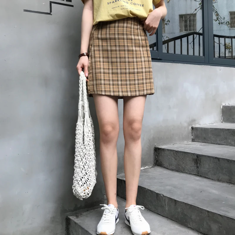 Мини юбки SM 2 вида цветов клетчатые женские мини а силуэта с высокой талией в