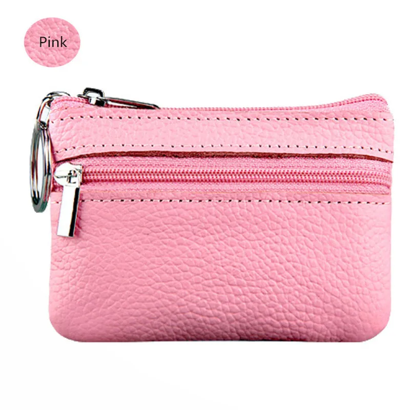 Pink XZXBBAG унисекс, модные кошельки из натуральной кожи на молнии для монет, женская сумка для денег, мужской кошелек для карт, Женский кошелек для мелочи, ключ, посылка XB496 - Цвет: Pink