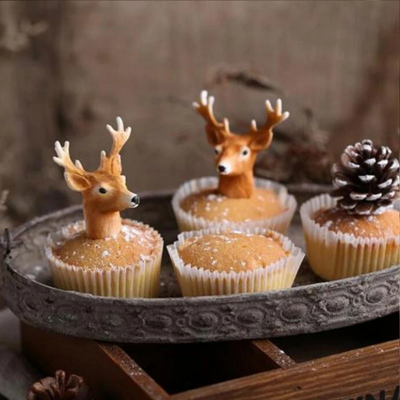 Merry Christmas голова лося силиконовая форма помадка торт украшение инструмент Gumpaste сахарный шоколадный формы для выпечки