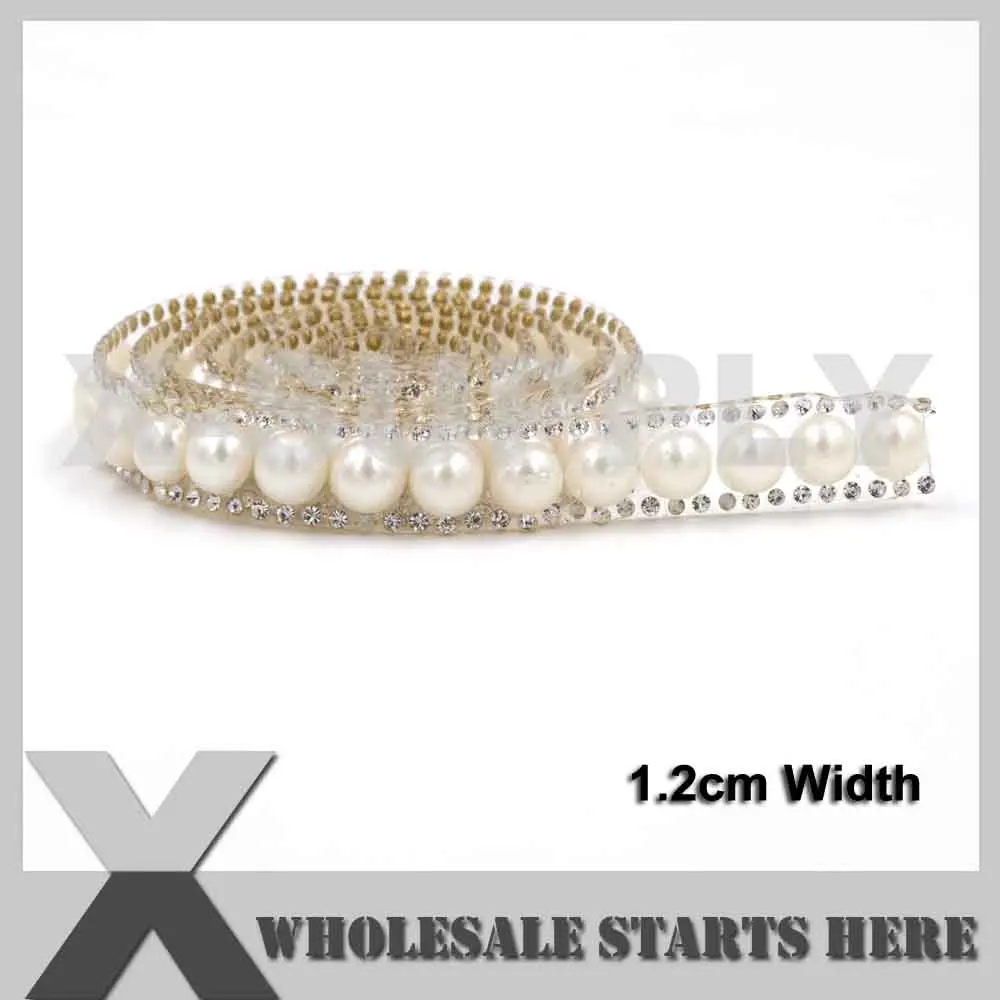 Ivory Pearl Торговля, железные стразы, лента для торта, вина, свадебное платье - Цвет: Ivory Pearl