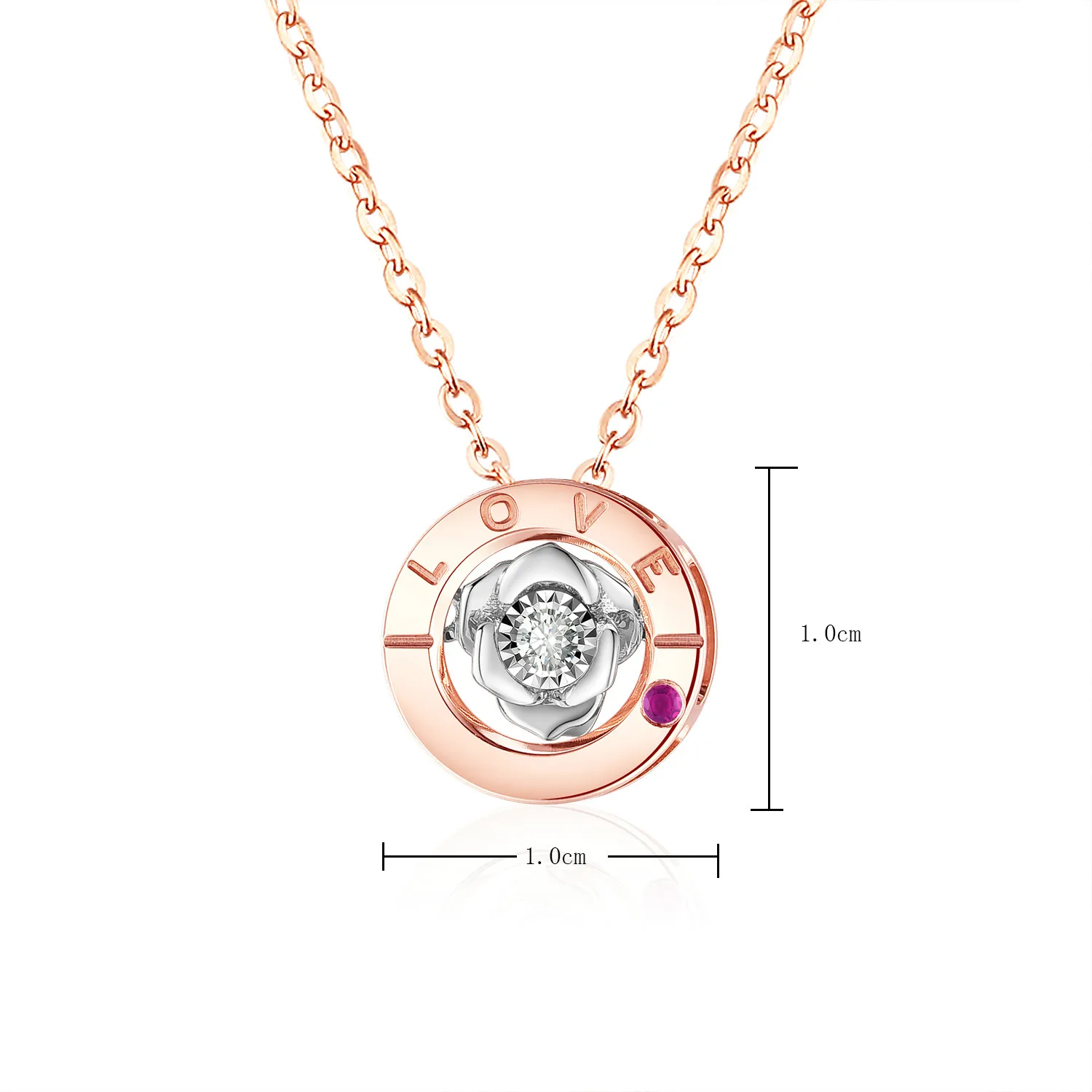 QYI Ruby Diamond цепочки и ожерелья круглый Форма 18 К кулон из чистого золота AU750 два