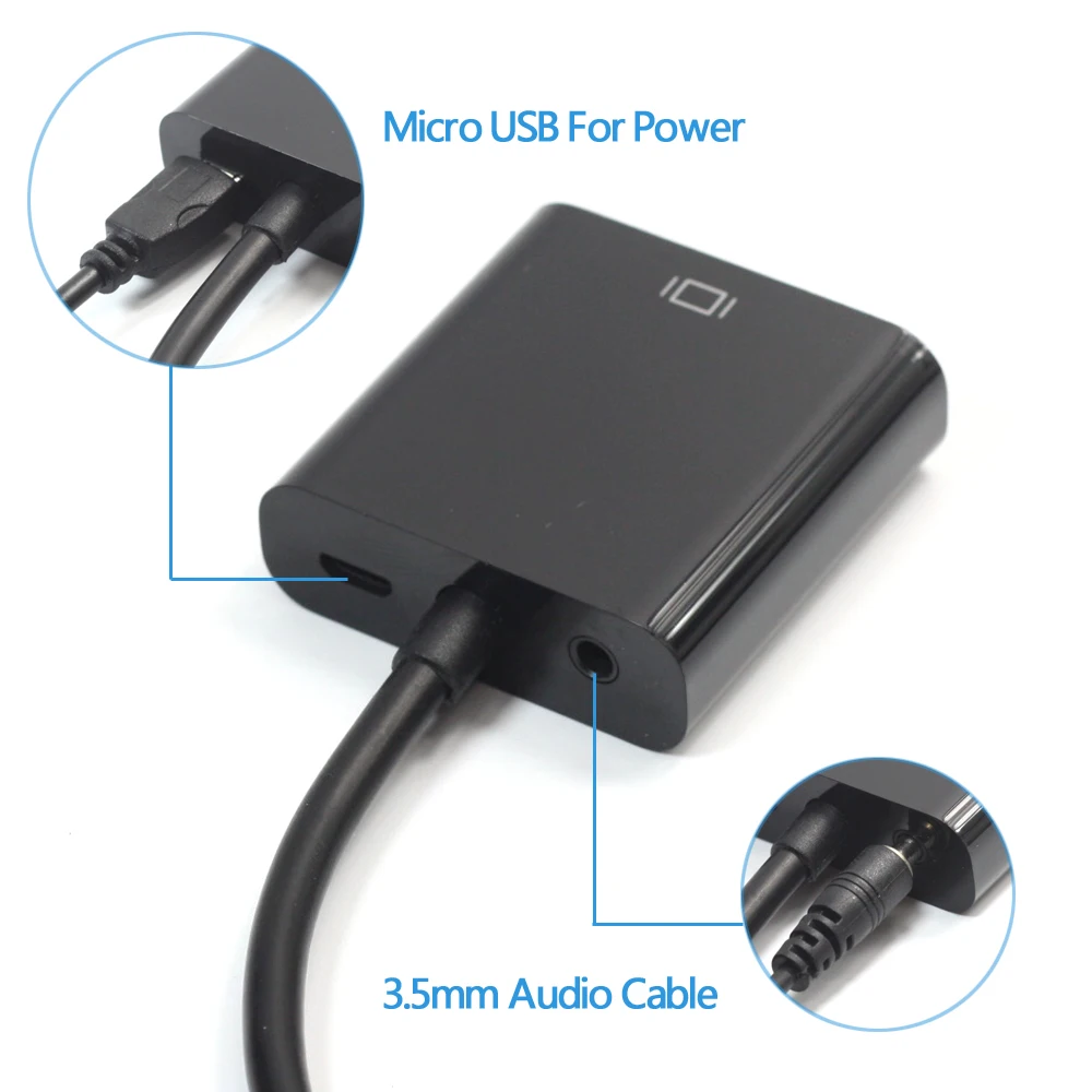 Адаптер AIXXCO 1080P HDMI в VGA кабель преобразователя цифрового сигнала аналоговый для