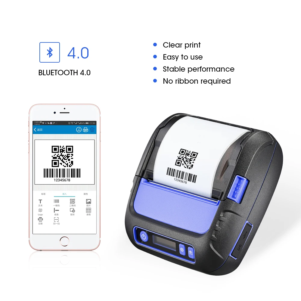 ISSYZONEPOS 3 дюймов Bluetooth minilabel принтер Термальность Стикеры для iOS и Android ценник ярлычок для примечания принтер для супермаркета/библиотеки