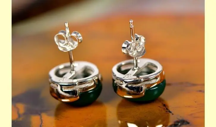 Женские серьги гвоздики с натуральным опалом из стерлингового серебра 925 пробы