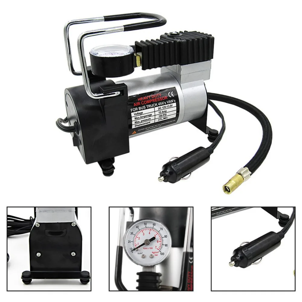 Супер Воздушный компрессор 100PSI шинный насос 120 Вт DC12V металлический