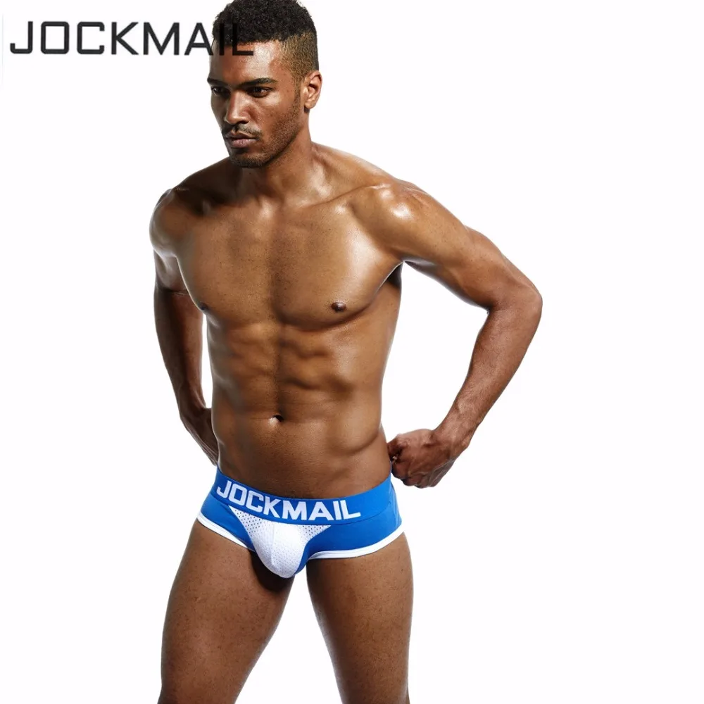 JOCKMAIL Мужские дышащие брифы с выпуклыми чашками сексуальные нейлоновые сетчатые