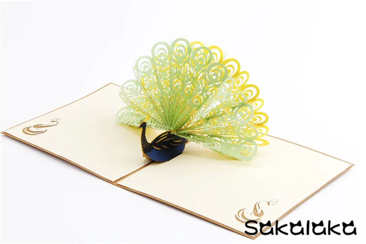Креативный 3D ручной работы высококачественный peafowl поздравительная открытка
