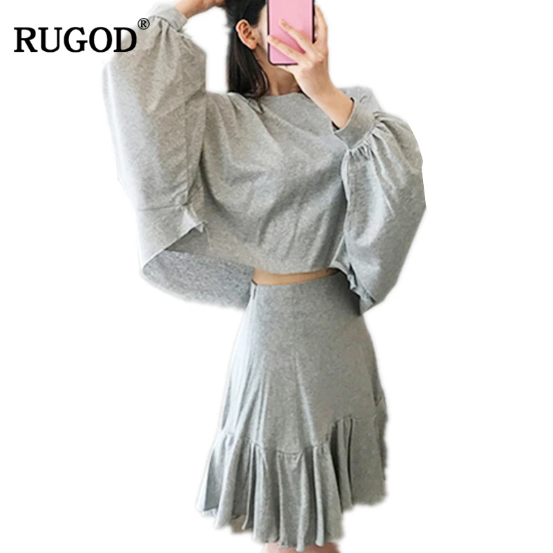 RUGOD 2018 Новые Осенние футболки с длинными рукавами и короткое платье свободные