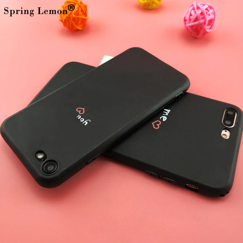 Spring Lemon you and me Heart Lovers Couple Soft Silicone Phone Case For iPhone 8 7plus X XS S MAX XR 7 8plus 6 6s 6plus 5 5S SE |