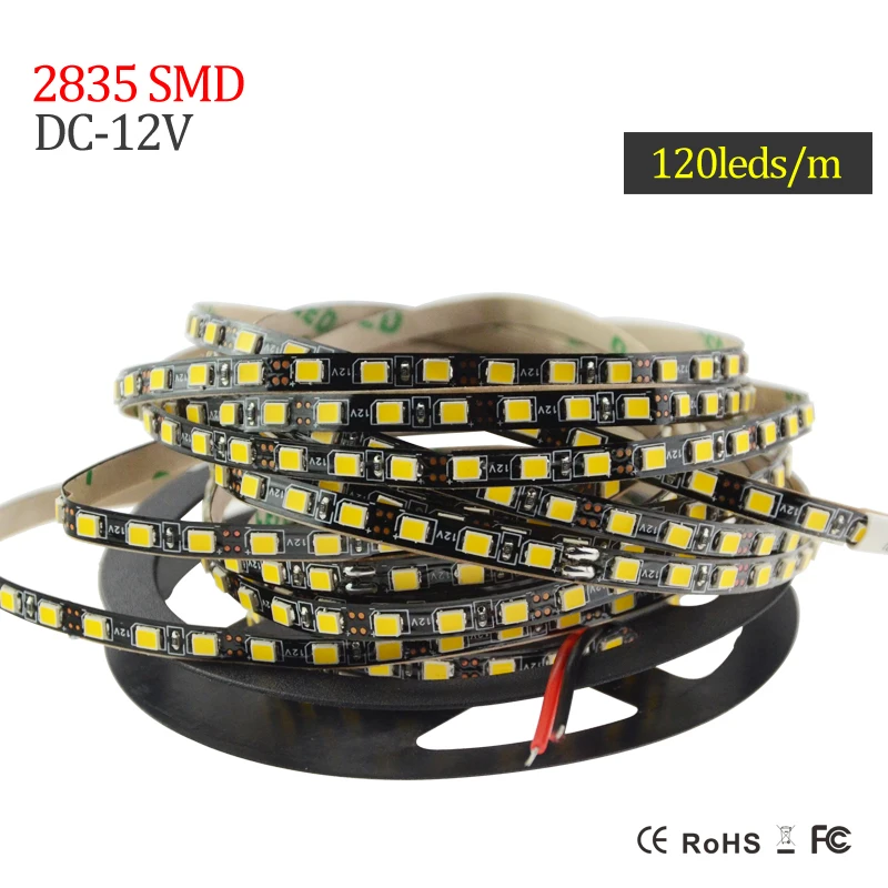 Новейшая СВЕТОДИОДНАЯ лента SMD2835 шириной 5 мм м 600 светодиодов черная печатная