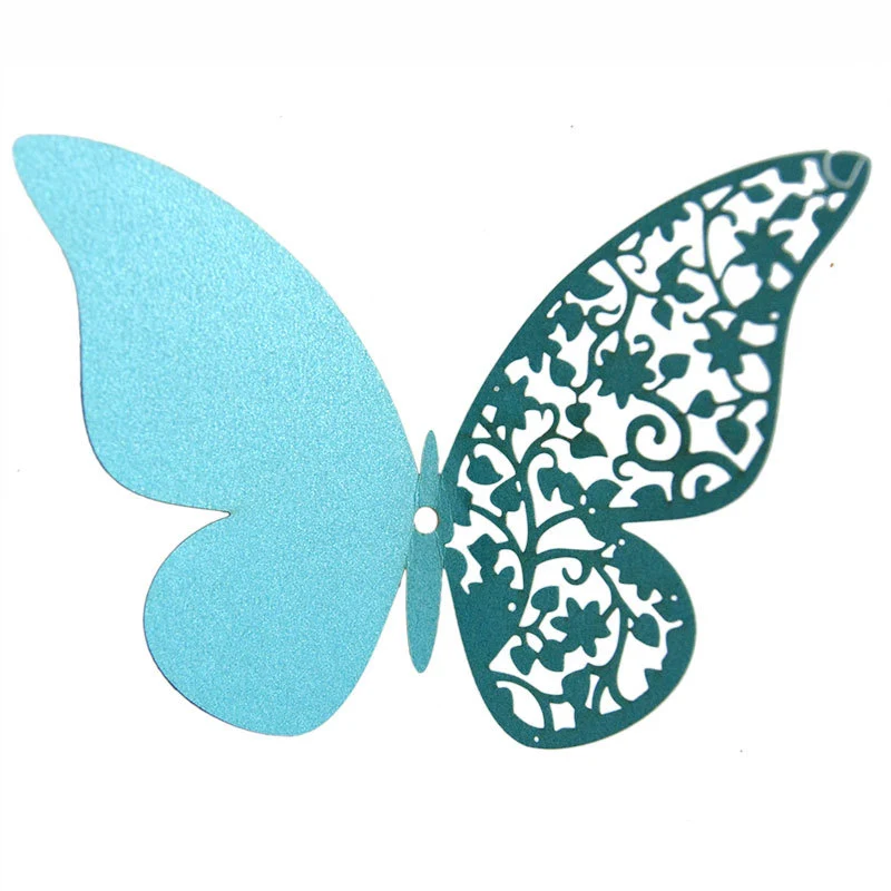 light blue 12 шт. 3D бабочка лазер резки бумаги Переводные картинки с бабочками стены стикеры чашки карты стикеры на холодильник Креативные украшения дома - Цвет: light blue