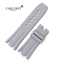 carlywet 28mm grey waterproof silicone rubber replacement wrist watch band strap belt for audemars piguet royal oak offshore