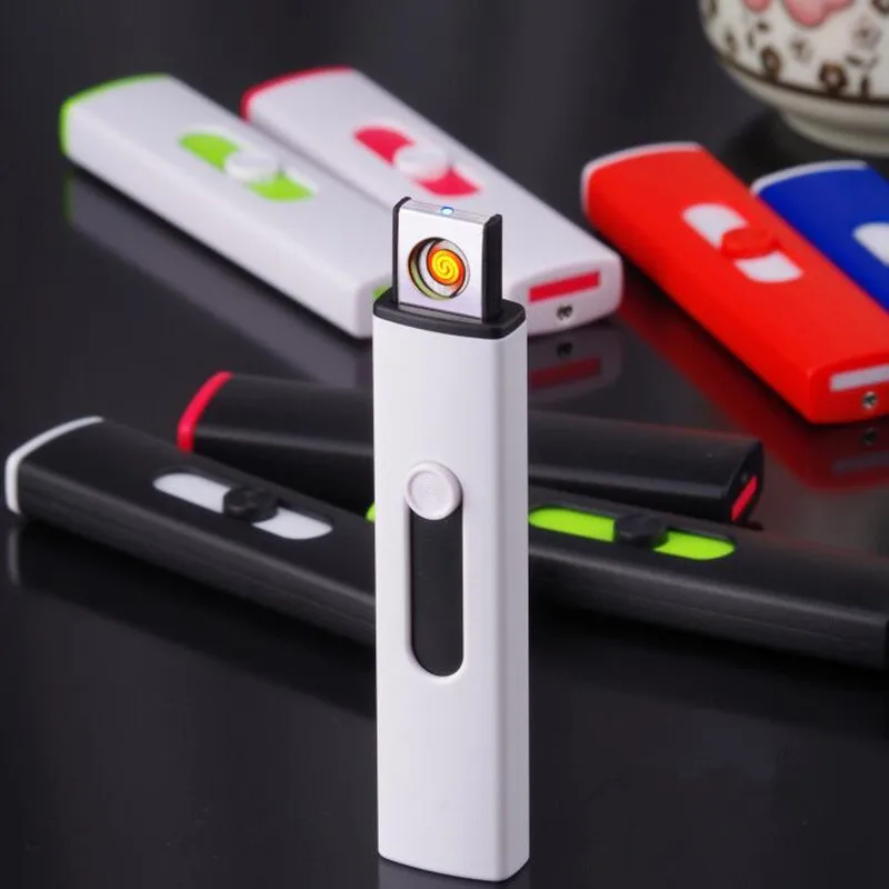 Небольшой тонкий зарядка через usb ветрозащитная Зажигалка для курения