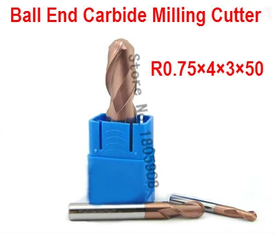 Твердосплавная сферическая Концевая фреза r0.75 R0.75 * D4 3*50 контроллер ЧПУ шпиндель