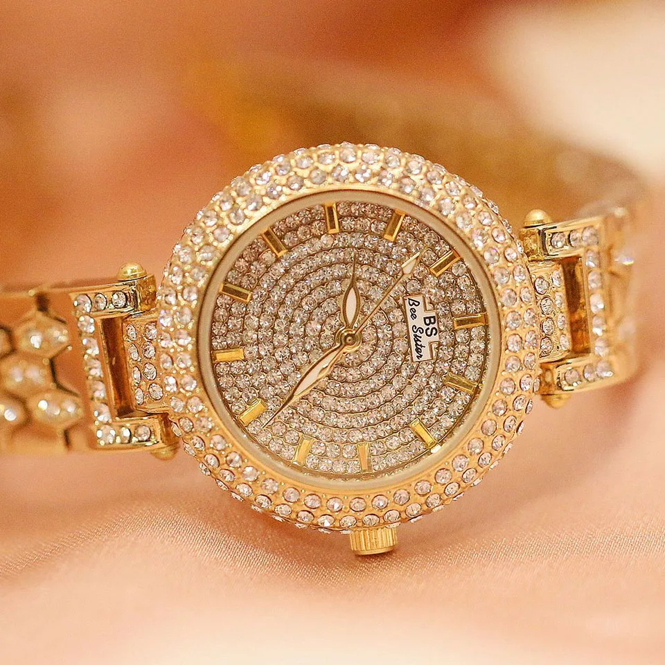 

Fashion Rhinestone Quartz ladies Watch Gold Dress Women's Watches Full Diamond Crystal Bracelet Clock relogio feminino 2020 wach