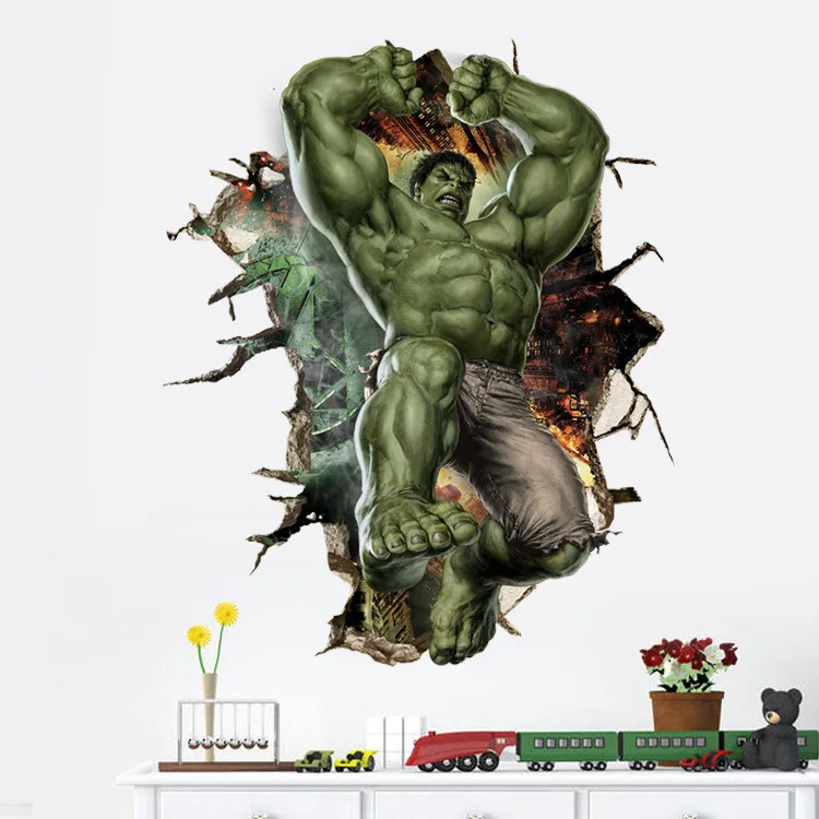 3D Халк украшение рисунок Marvel настенные наклейки для детской комнаты комната