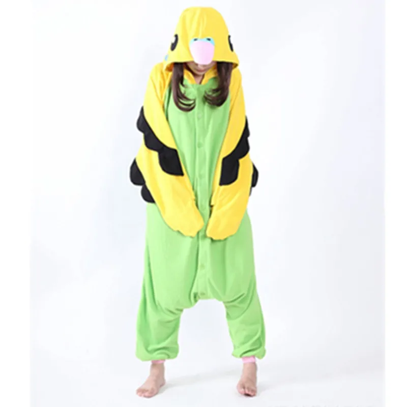 

Cartoon Anime Cute Bird parrot eagle Onesie Halloween Cosplay Animals Green/Blue Macaw Adult Men's Pajamas Sleepwear Jumpsuit