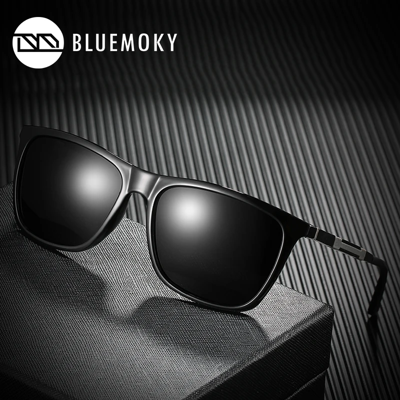 Мужские поляризованные солнцезащитные очки BLUEMOKY UV400 для вождения, Черные Квадратные Солнцезащитные очки для мужчин, Полароид, брендовые солнцезащитные очки для мужчин