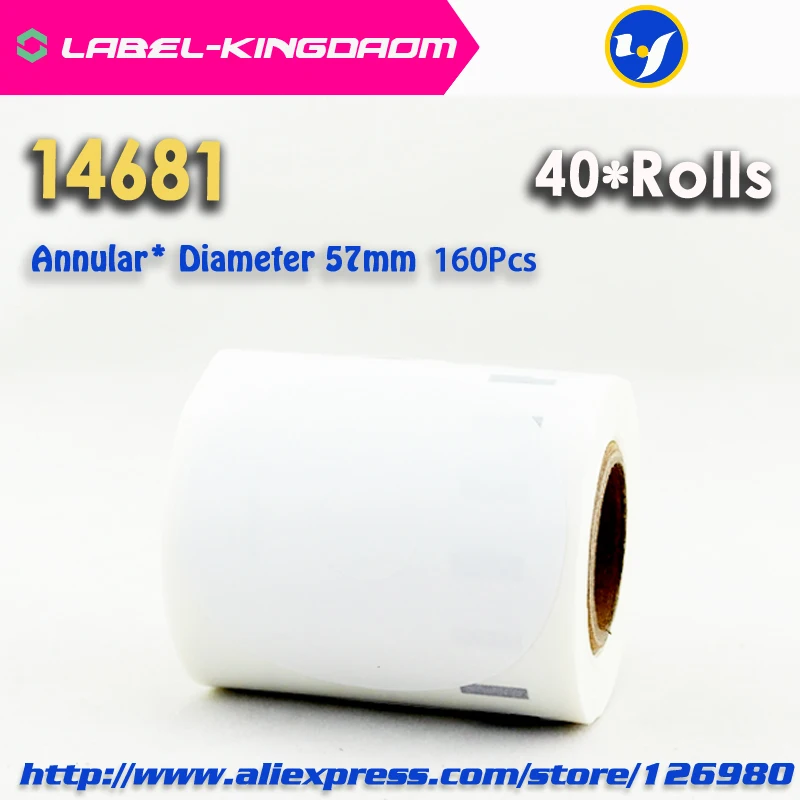 40 совместимые рулоны Dymo 14681 Annula этикетка диаметром 57 мм 160 шт совместимая с LabelWriter