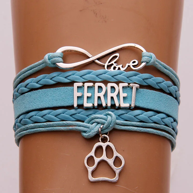 Браслет NCRHGL Infinity love FERRET браслеты в виде животных Амулет лапа плетеный браслет из