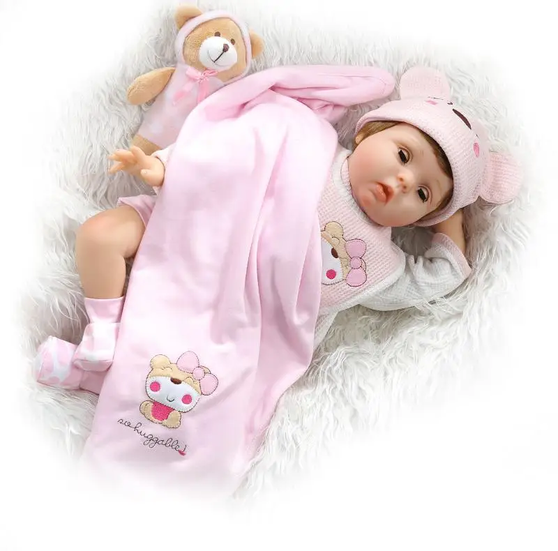 55 см Реалистичная силиконовая кукла Reborn для девочек мигание глаз куклы игрушки