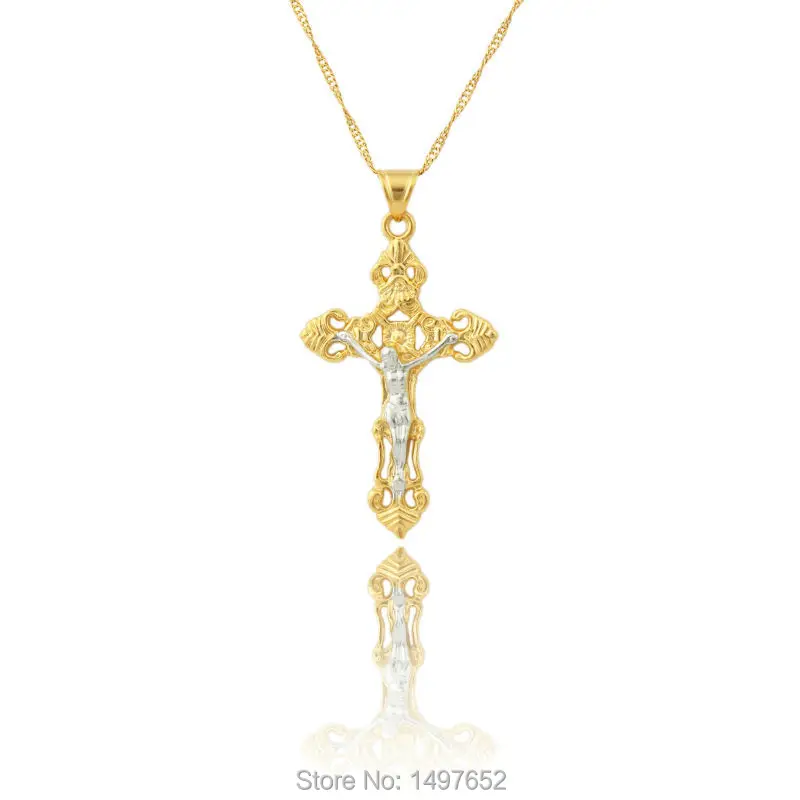 Подвеска Jesus Cross ожерелье для женщин и мужчин/золото модное распятие ювелирные