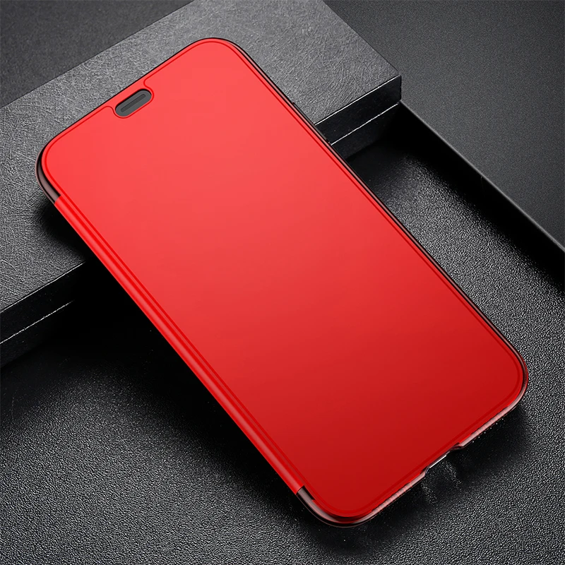 Baseus Роскошный чехол-книжка для iPhone XS Max XR X, Полностью Защитный чехол из закаленного стекла для iPhone 6,5 XR 6,1 Capinhas Funda - Цвет: Red