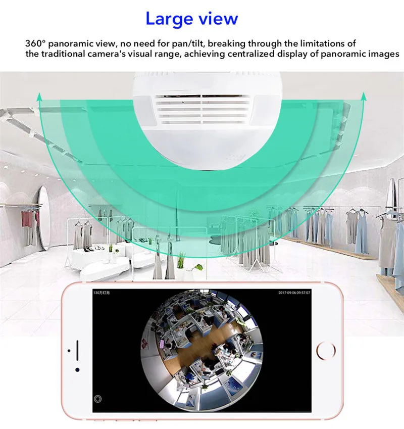 Wifi ночные лампы 1080P 360 градусов беспроводной панорамный наблюдения домашняя