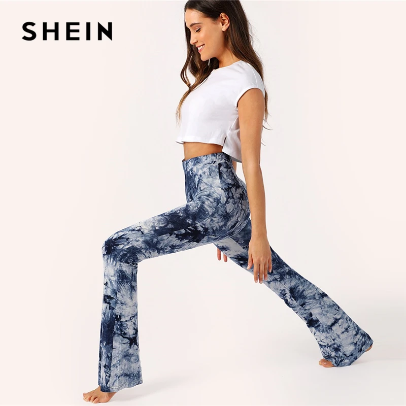 SHEIN Модные Брюки С Широкой Талией, Брюки С Контрастным Принтом, Спортивные Брюки