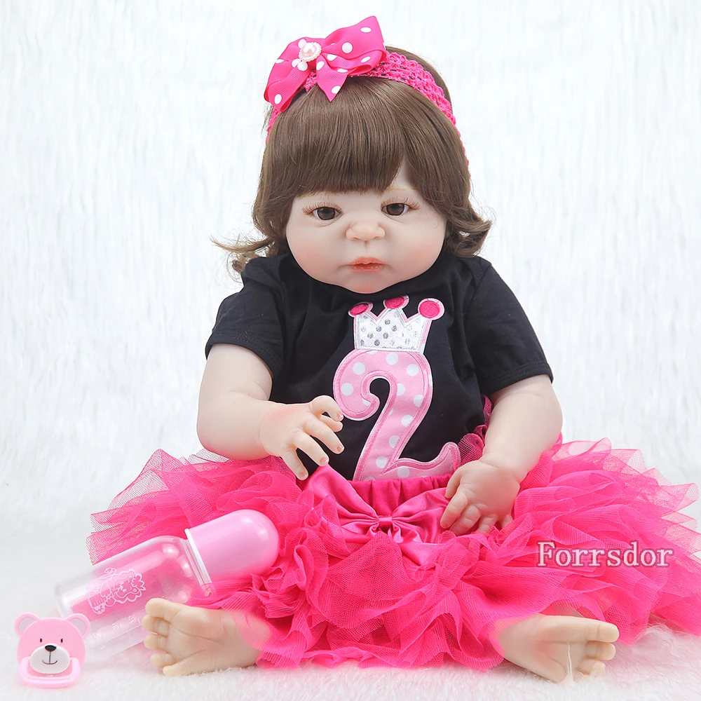 

Мягкая силиконовая кукла-реборн для девочек, Реалистичная Детская кукла-загар, 57 см