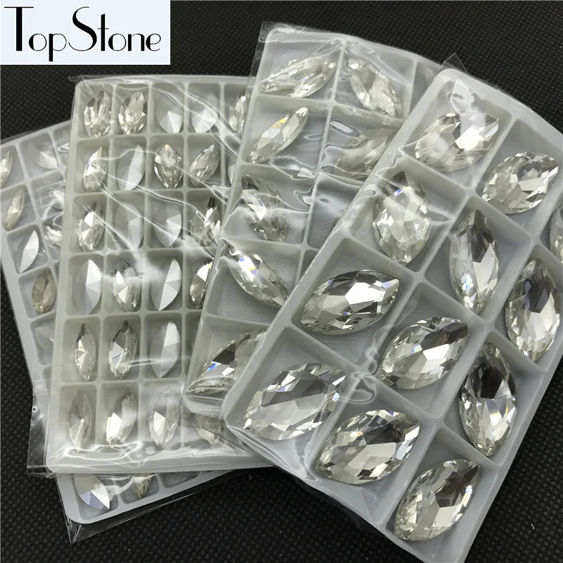 Кристаллы TopStone Crystal Clear Navette Необычные камни с задней стеклянный лошадиный глаз 3x6