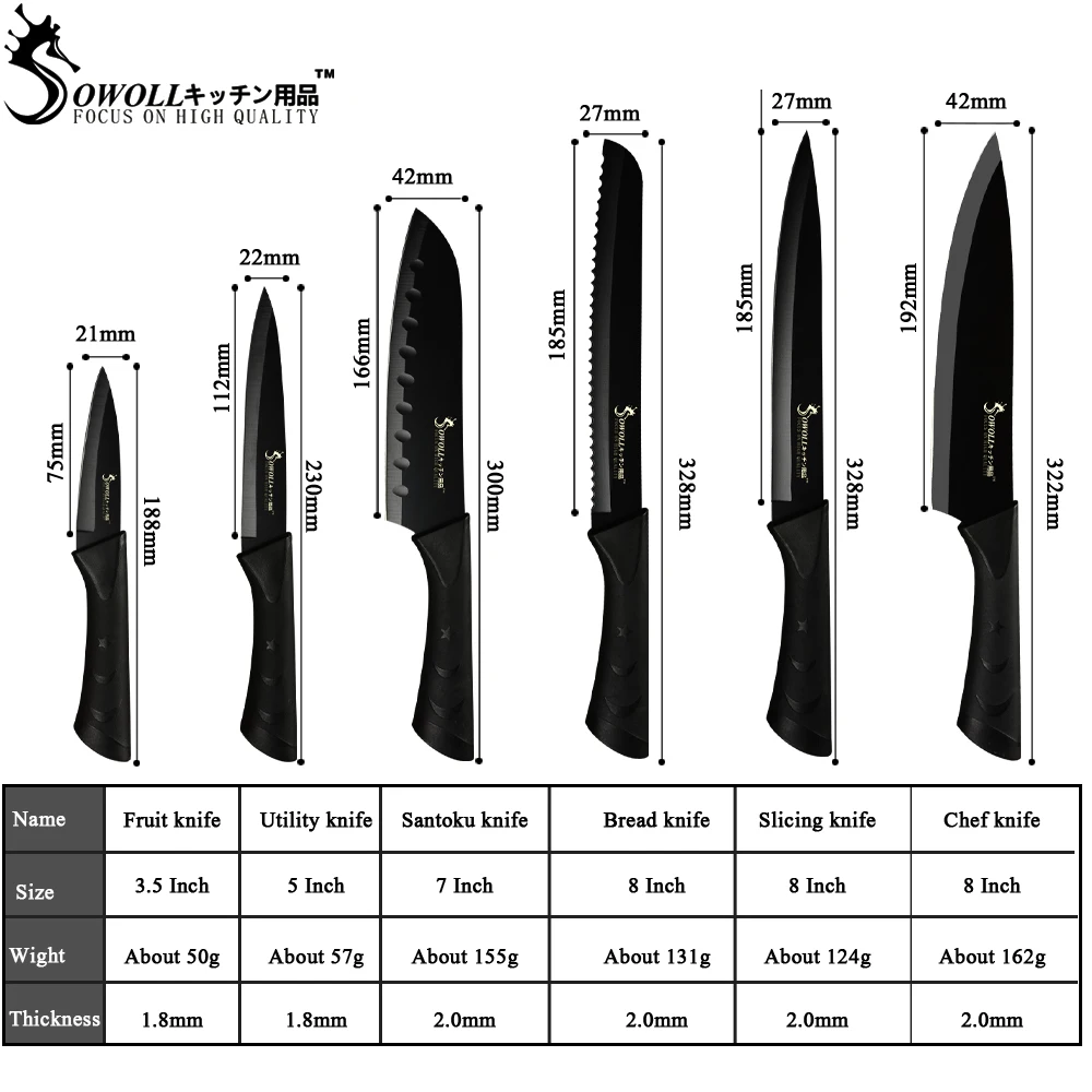 Sowoll кухонные ножи из нержавеющей стали столовые приборы с рисунком звезды ручка