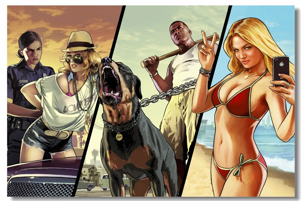 Холст для картины на индивидуальный заказ стеновое искусство Grand Theft Авто V стикер