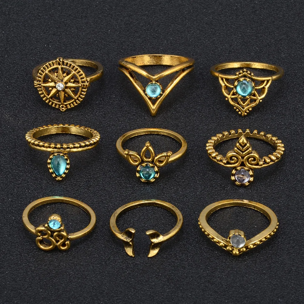 16 шт./компл. Бохо хвост русалки компас Лотос Капля воды цветок лист Корона миди