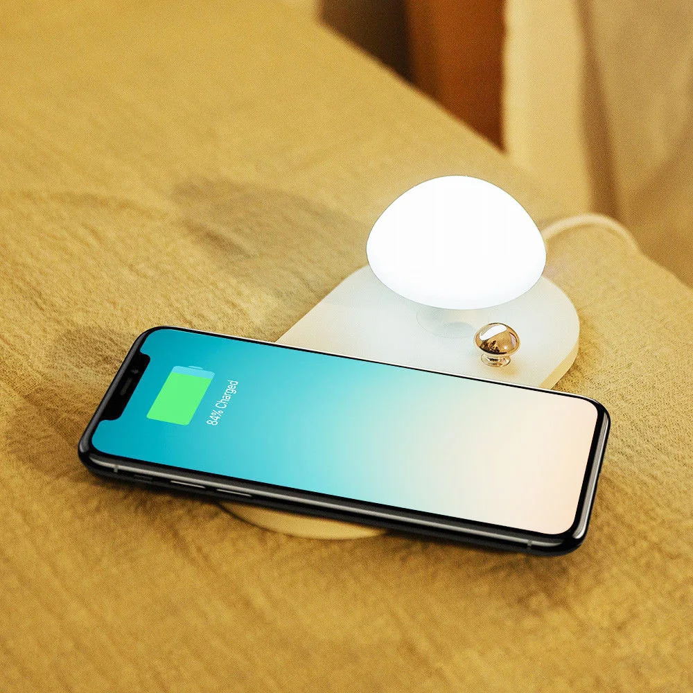 QI Беспроводное зарядное устройство гриб ночник Настольный для iPhone X XR 8 Plus chargeur