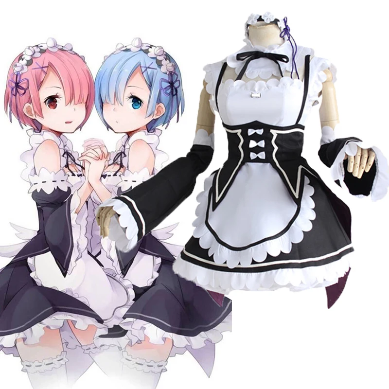 

Anime Re:ZERO -Starting Life in Another World- Cosplay Costumes Ram Rem Cosplay Costume Maid Halloween Carnival Party Women