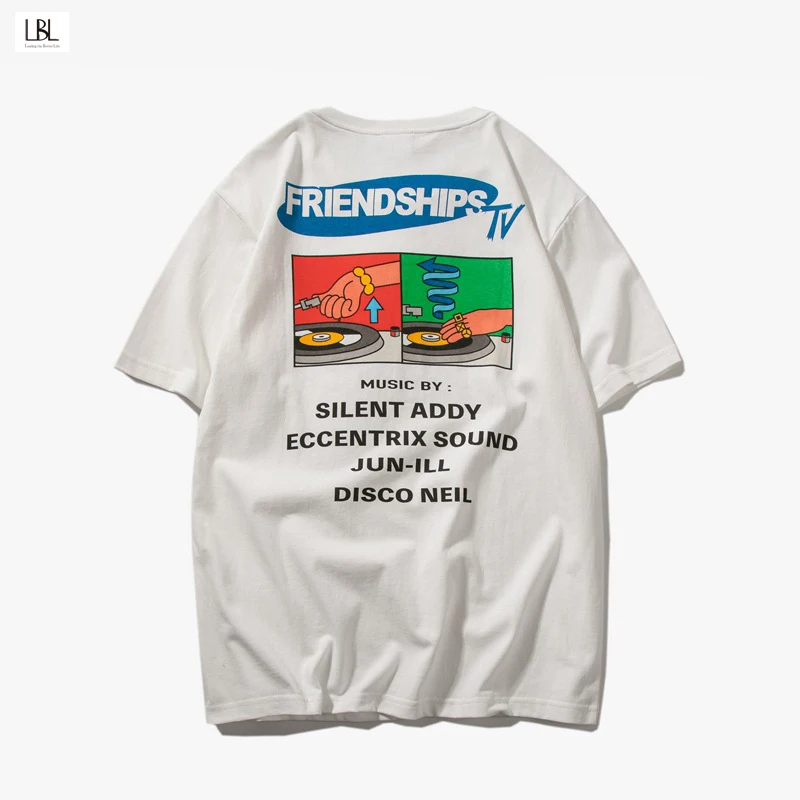 LBL 2019 летняя новая двухцветная задняя Большая печать с коротким рукавом Футболка